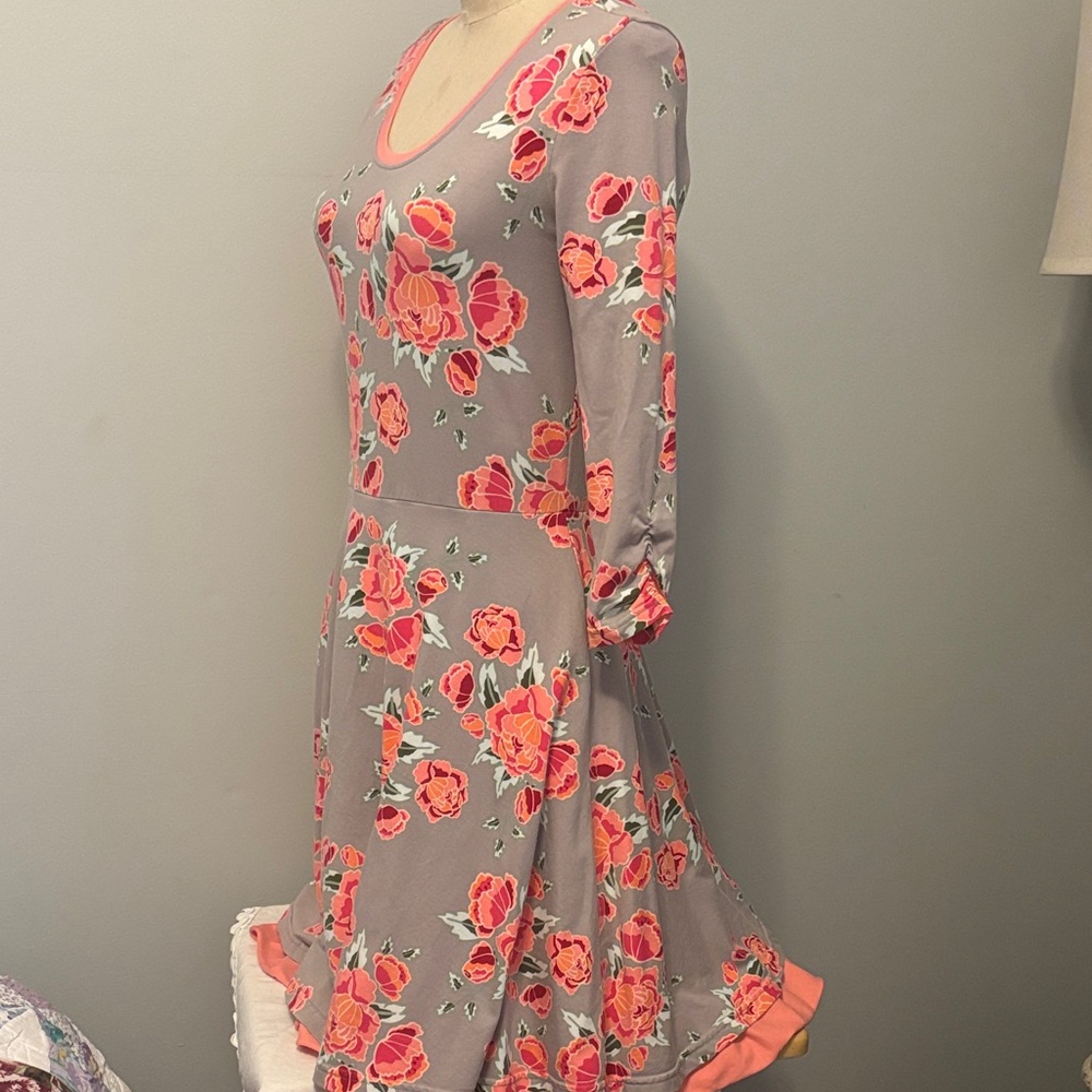 Matilda Jane Gray Dress with Pink Floral Design- Small - Picture 3 of 9